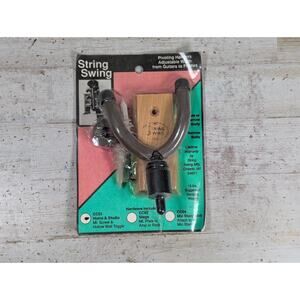 String Swing Wall Mount Guitar Hanger CC01 Wood Base Vintage Old Logo Brand Oval